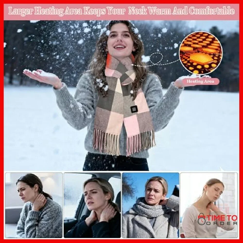 Heated Scarf with 5000mAh Battery, 3 Temperature Settings, Fast Heating
